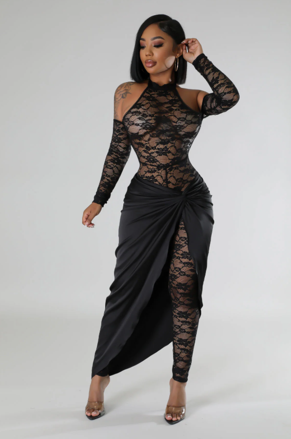 Noir Lace Jumpsuit Set