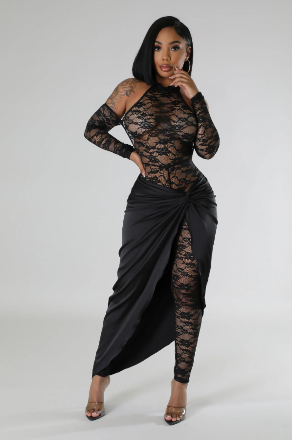 Noir Lace Jumpsuit Set