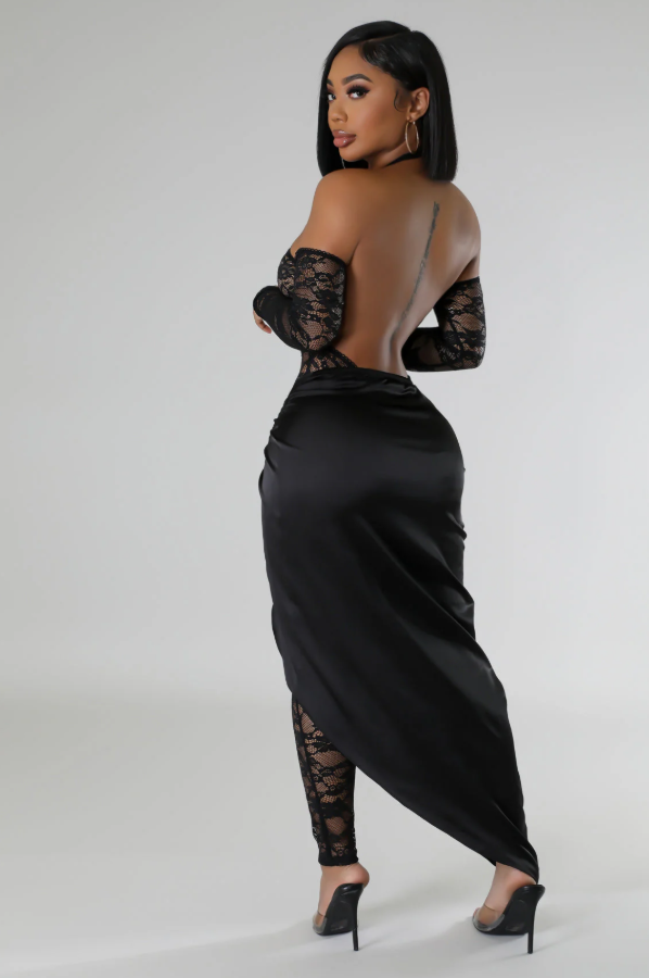 Noir Lace Jumpsuit Set